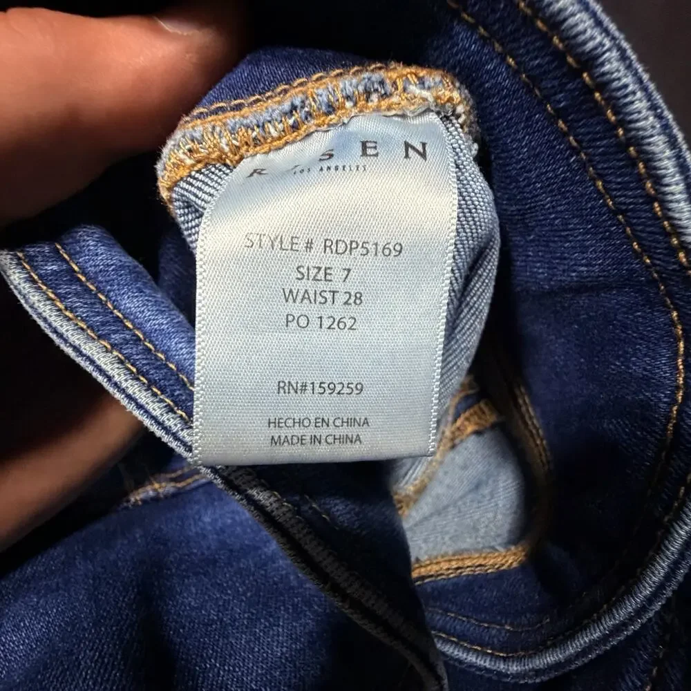 Risen High Rise Bell Bottom Flare Jeans Womens 7/28 Blue - Picture 6 of 8